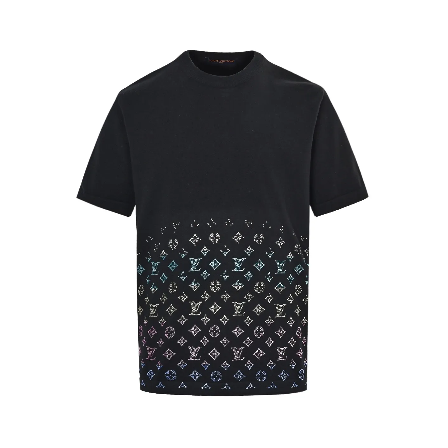 Louis Vuitton/Louis Vuitton 25ss gradient old flower diamond knitted short sleeves